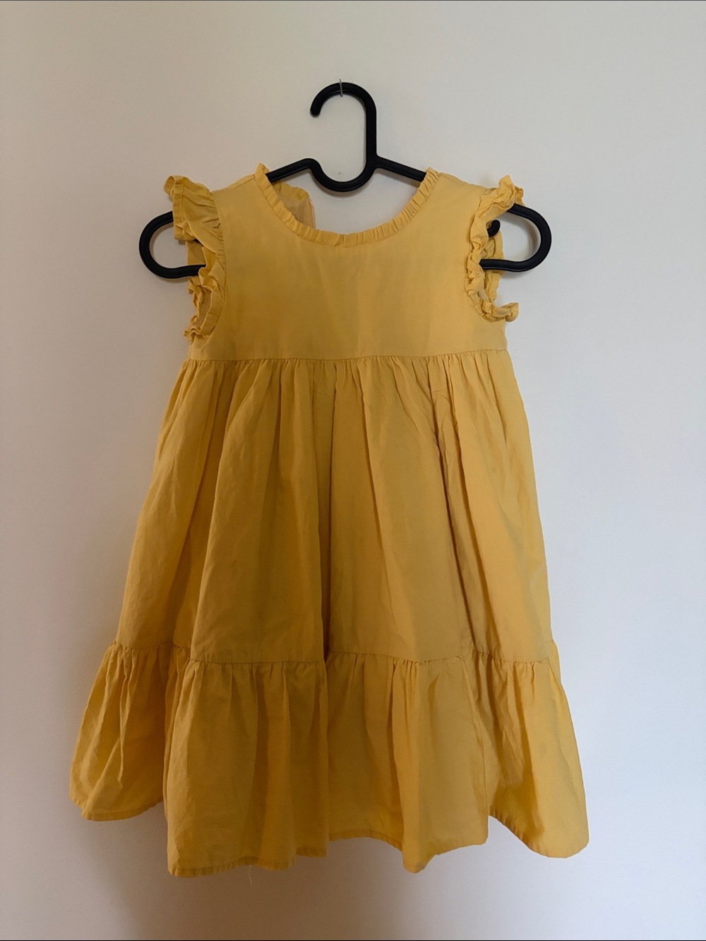 Sunny Yellow Ruffle Sleeve Dress for Girls